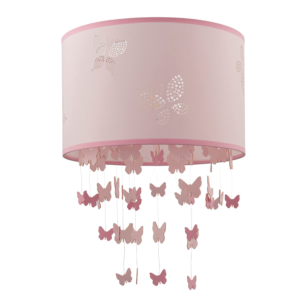 Endon Lighting 94356 Amathea 1Lt Pendant Pink Fabric