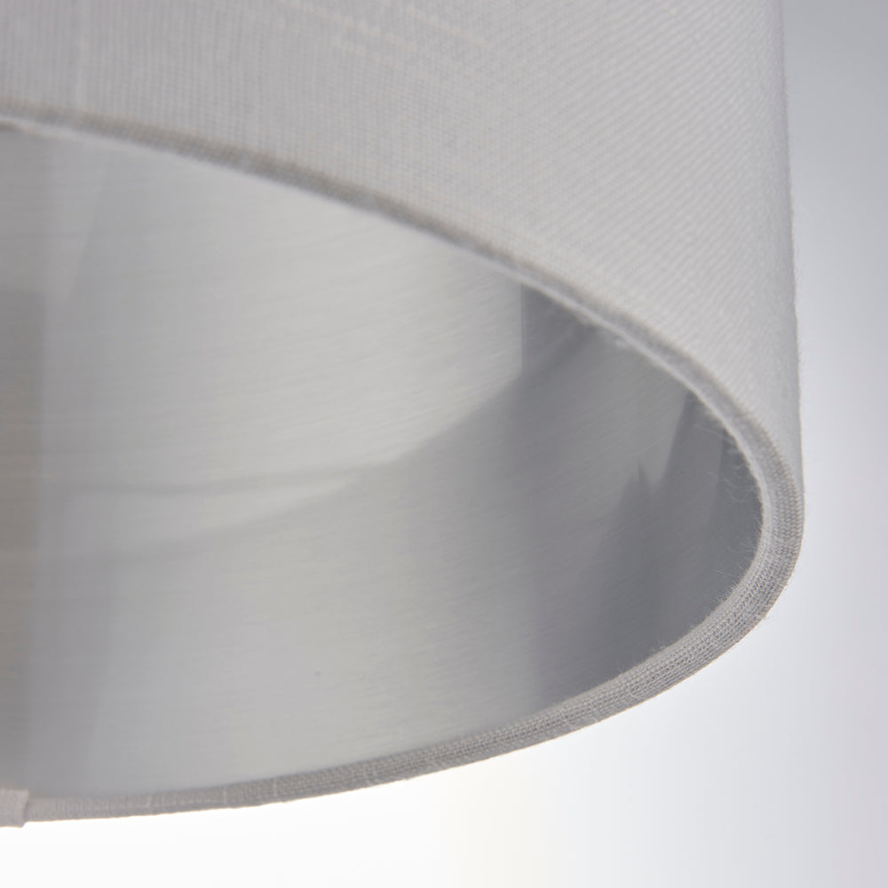 Endon Lighting 94393 Highclere 1Lt Shade Silver Fabric & Bright Nickel Plate