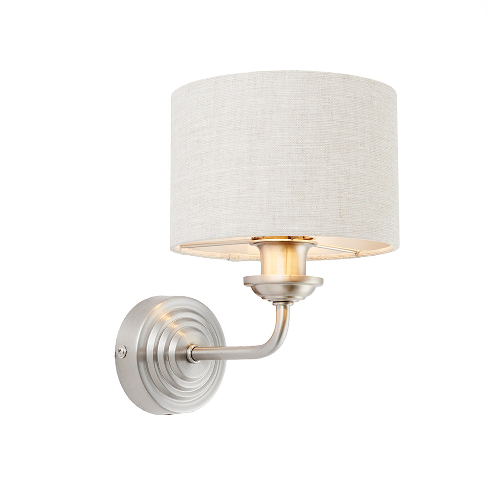 Endon Lighting 94407 Highclere 1Lt Wall Brushed Chrome Plate & Natural Linen