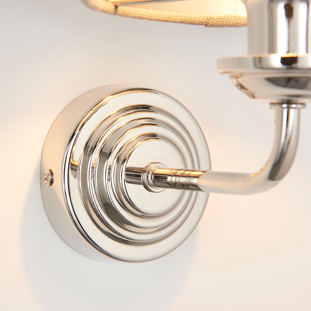 Endon Lighting 94408 Highclere 1Lt Wall Bright Nickel Plate & Charcoal Fabric