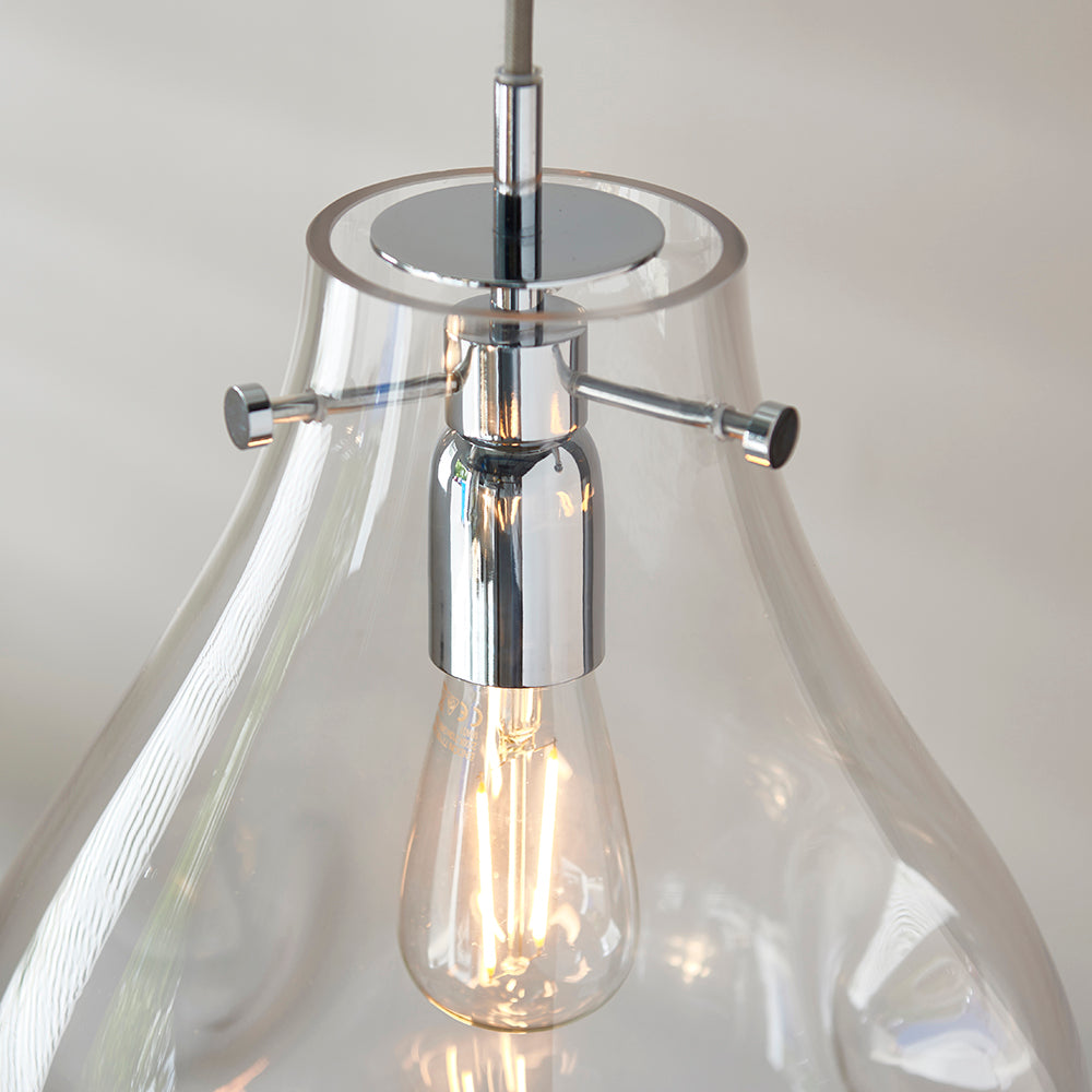 Endon Lighting 94521 Utopia 1Lt Pendant Clear Glass & Chrome Plate