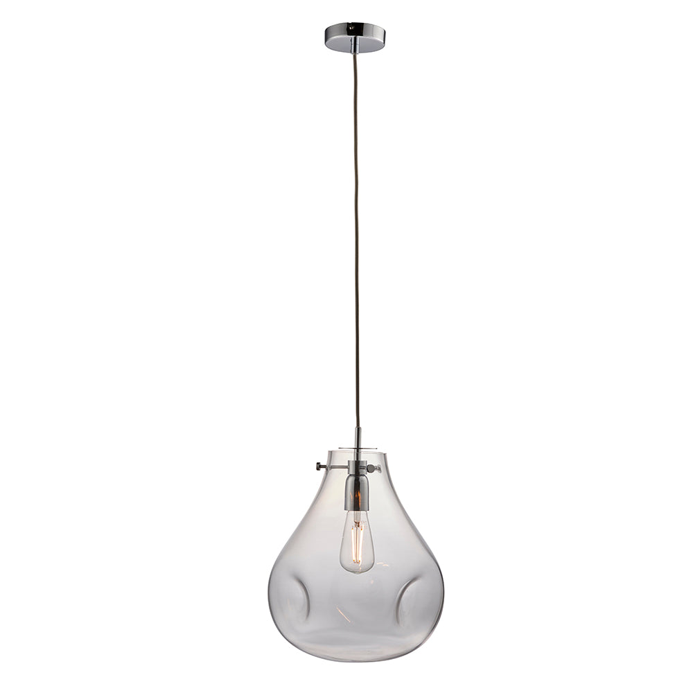 Endon Lighting 94521 Utopia 1Lt Pendant Clear Glass & Chrome Plate