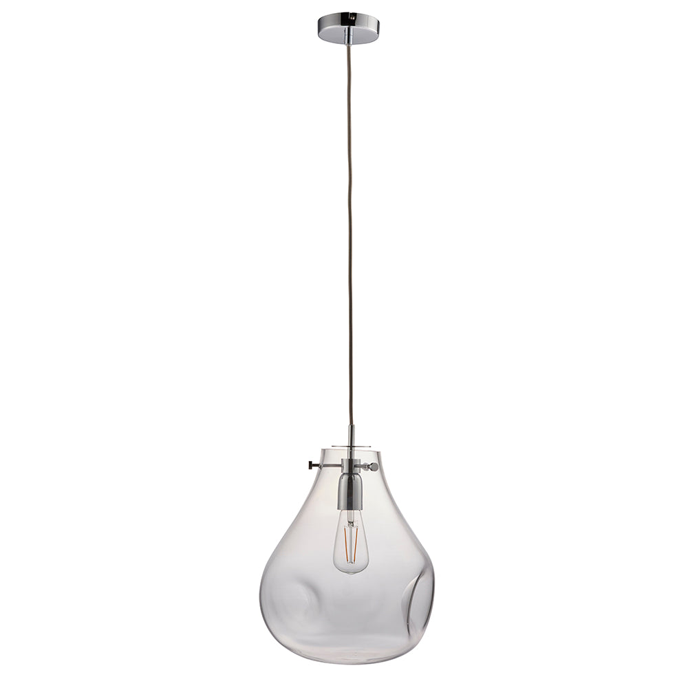 Endon Lighting 94521 Utopia 1Lt Pendant Clear Glass & Chrome Plate