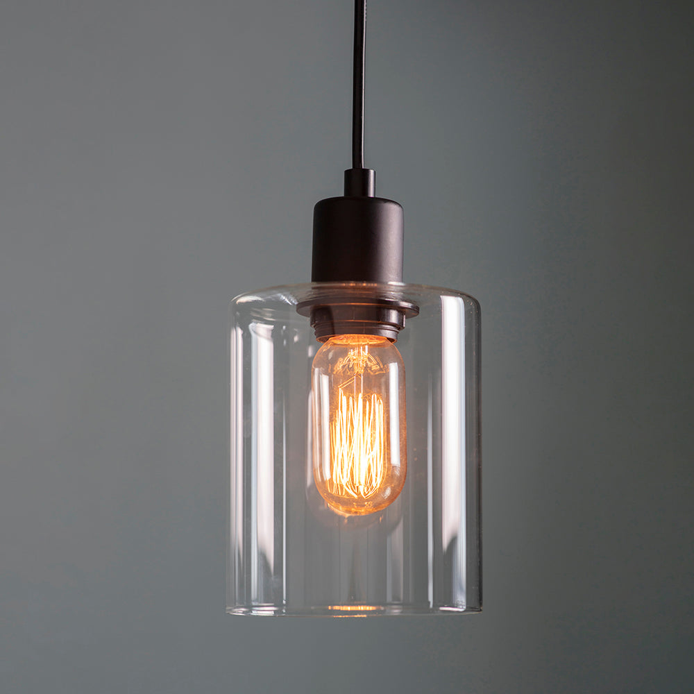 Endon Lighting 95472 Toledo 1Lt Pendant Matt Black & Clear Glass