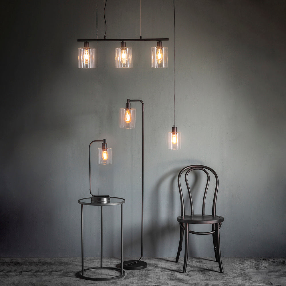 Endon Lighting 95472 Toledo 1Lt Pendant Matt Black & Clear Glass