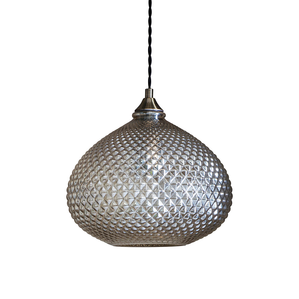 Endon Lighting 95480 Livia 1Lt Pendant Champagne Glass & Antique Brass Plate