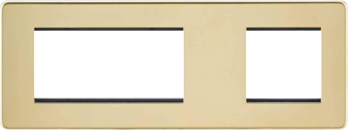 Screwless 6G Modular Faceplate (2G + 4G) - Polished Brass