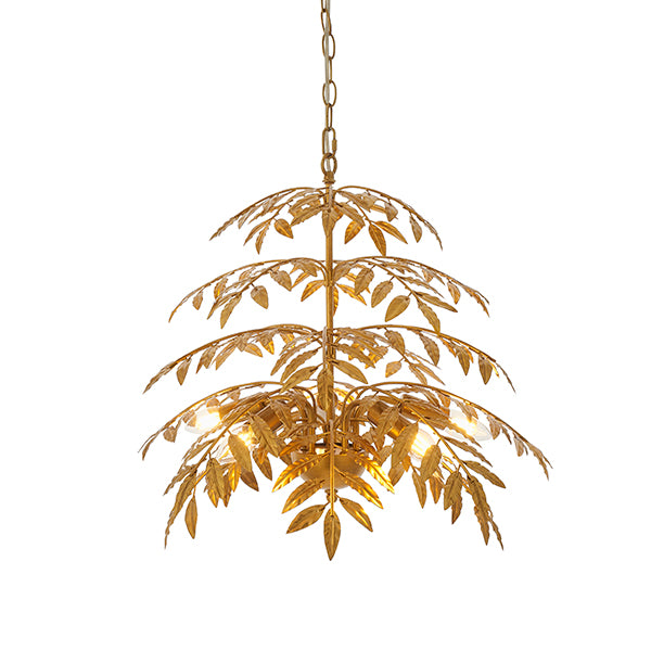 Layered leaf chandelier in gold