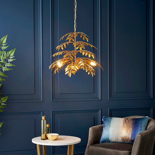 Layered leaf chandelier in gold