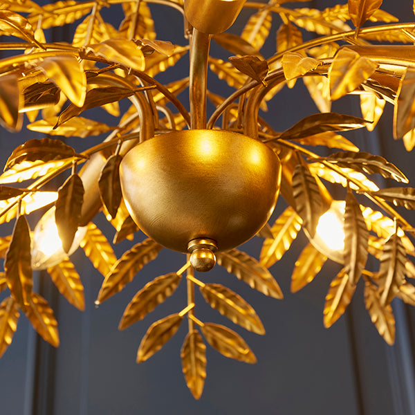 Layered leaf chandelier in gold