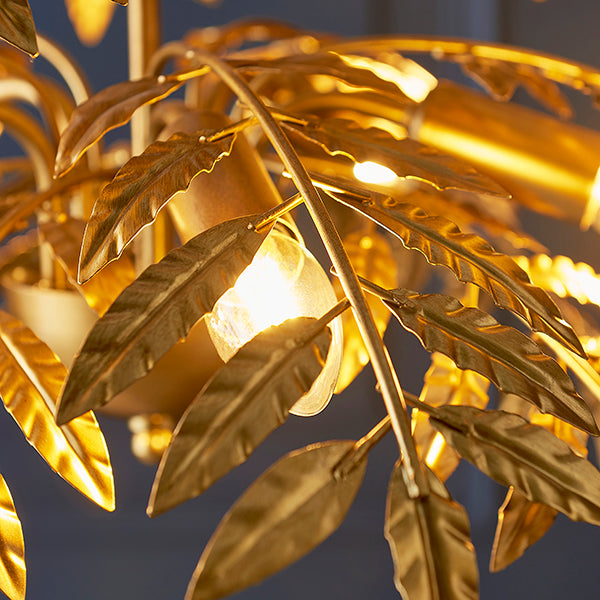 Layered leaf chandelier in gold