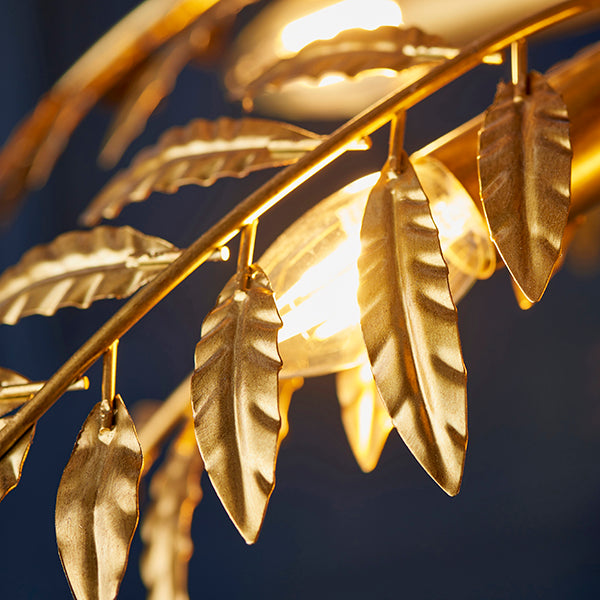 Layered leaf chandelier in gold