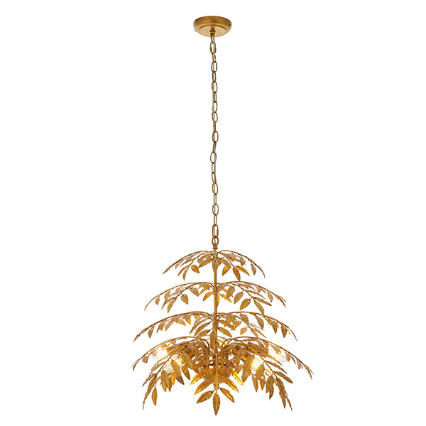 Layered leaf chandelier in gold