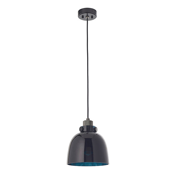 Black chrome with black tinted glass single pendant
