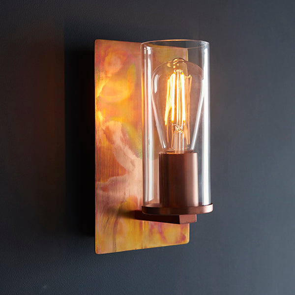 Copper patina wall light