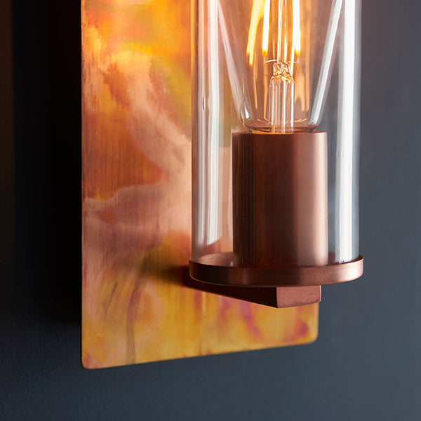 Copper patina wall light