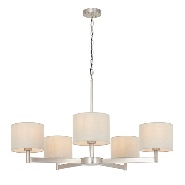 Large multi arm pendant with taupe shades