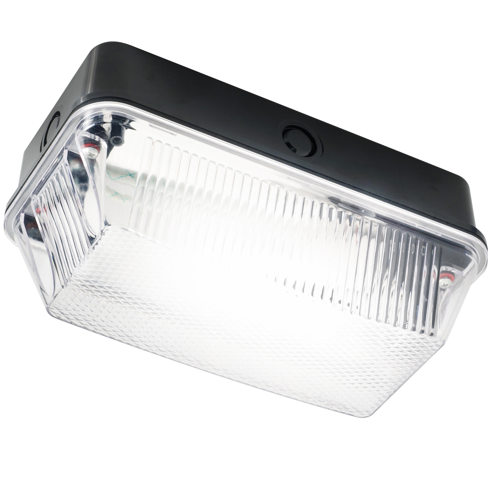 ML Accessories-BH22PB 230V IP65 60W B22 Bulkhead with Clear Prismatic Diffuser and Black Plastic Base
