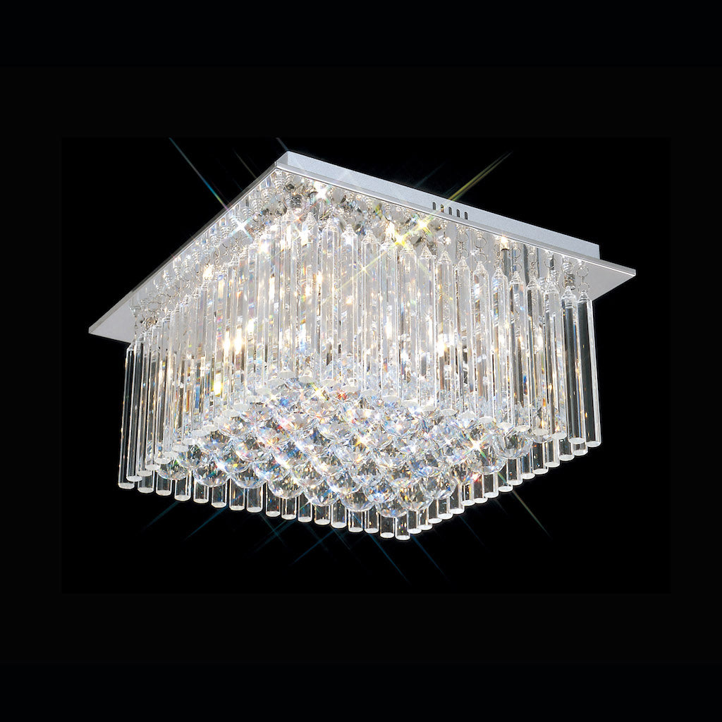 5 Light Square Crystal Flush 5 x 33W G9 Maximum