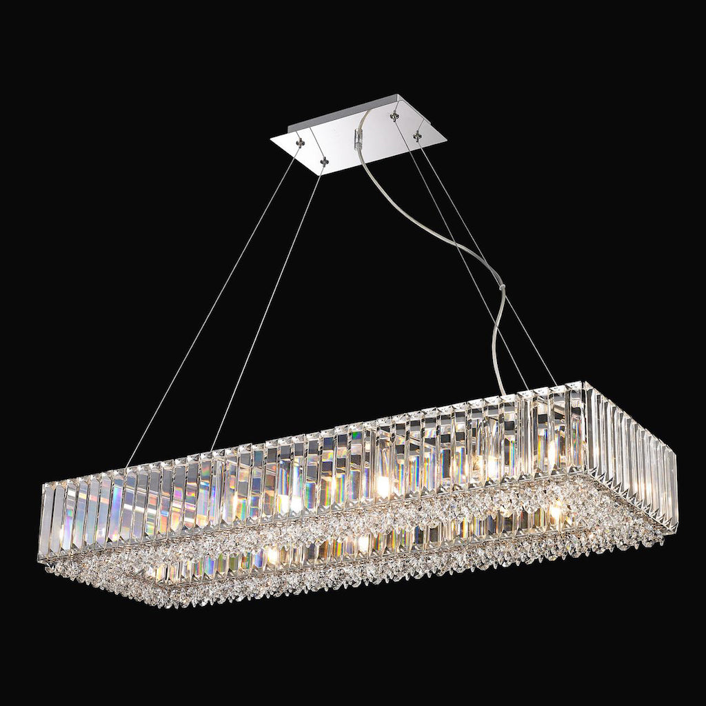 12 Light Crystal Pendant Rectangular 12x 33W G9 Maximum