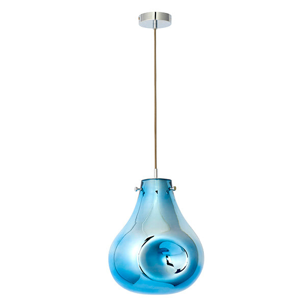 Blue Metallic Glass & Chrome Plate