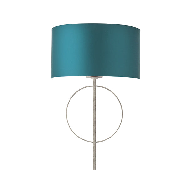 Hoop silver leaf wall light with teal shade