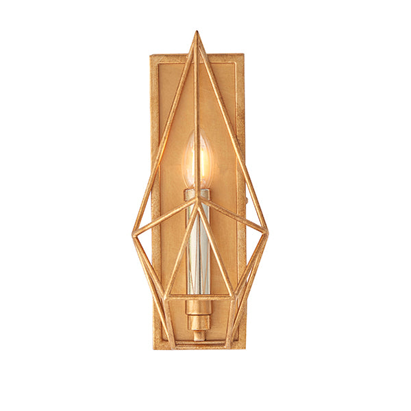 Gold leaf angular framed wall light