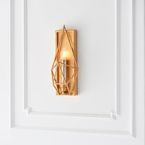 Gold leaf angular framed wall light