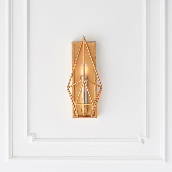 Gold leaf angular framed wall light