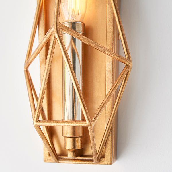 Gold leaf angular framed wall light