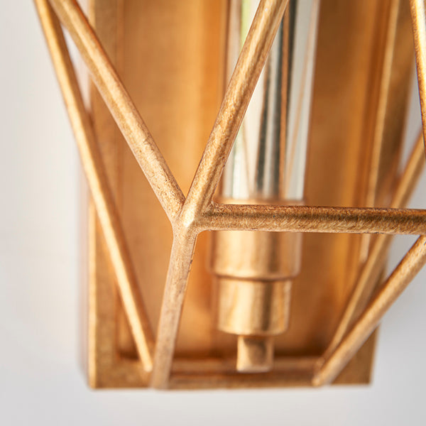 Gold leaf angular framed wall light