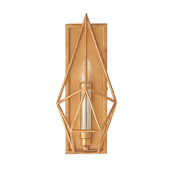 Gold leaf angular framed wall light