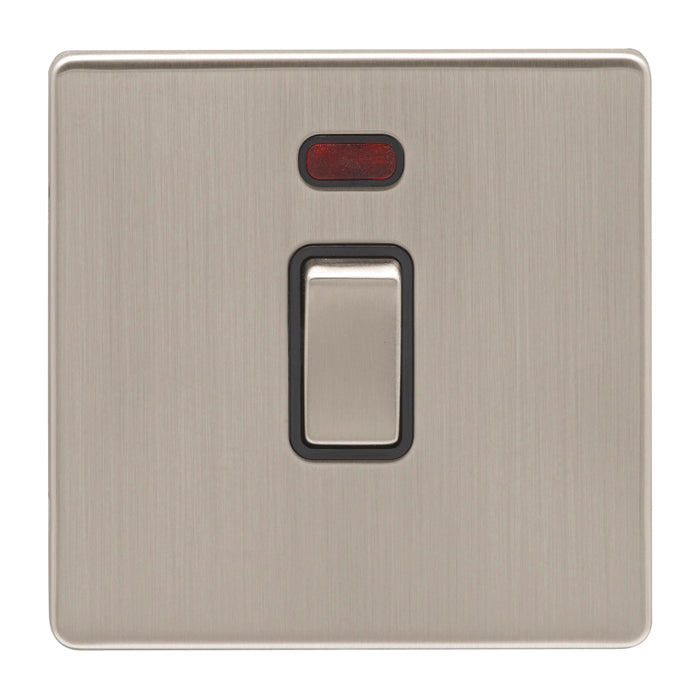 20Amp Switch with Neon Indicator in Satin Nickel With Black Trim