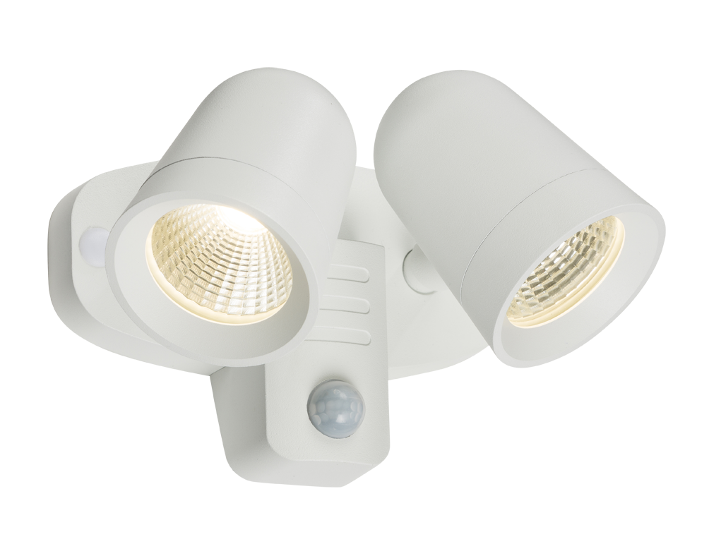 ML Accessories-FLTPW 230V IP65 18W LED White Twin Spot Floodlight with PIR