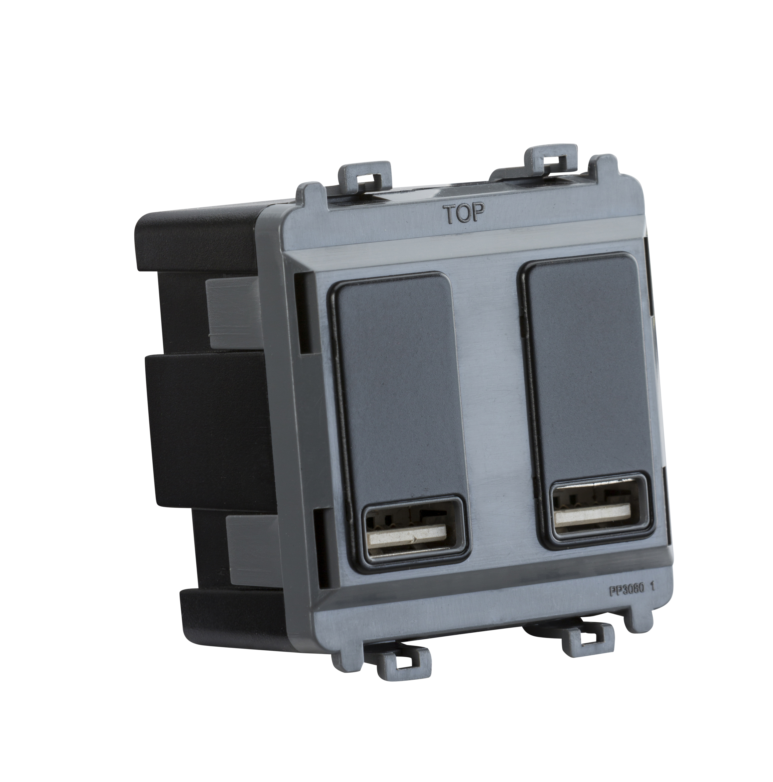 ML Accessories-GDM016MB Dual USB charger module (2 x grid positions) 5V 2.4A (shared) - matt black