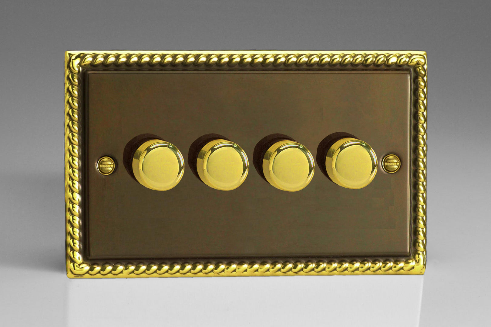 Varilight HA44 Classic Antique Georgian 4-Gang 2-Way Push-On/Off Rotary Dimmer 4 x 40-250W (Twin Plate)