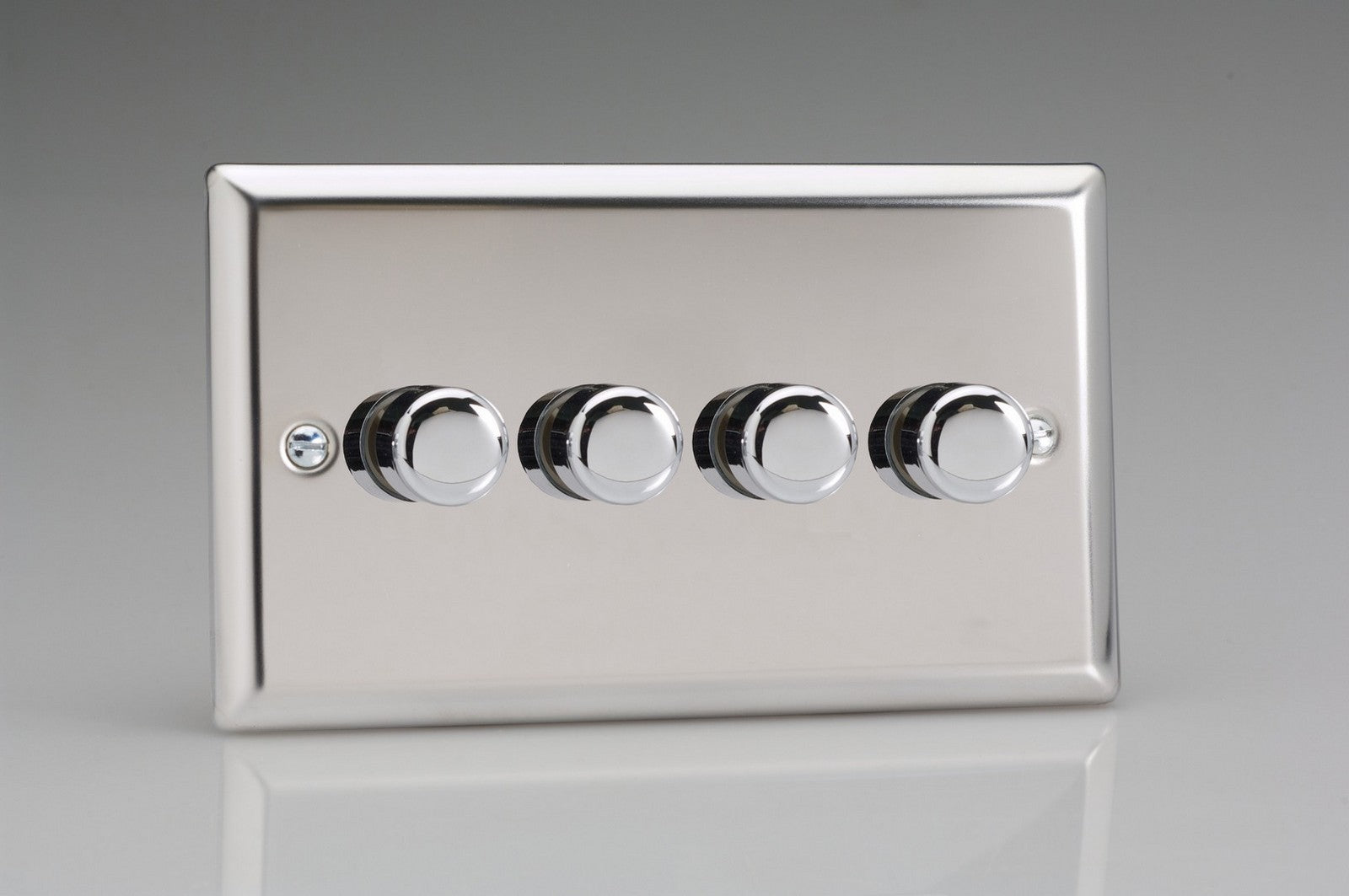 Varilight HC44 Classic Mirror Chrome 4-Gang 2-Way Push-On/Off Rotary Dimmer 4 x 40-250W (Twin Plate)