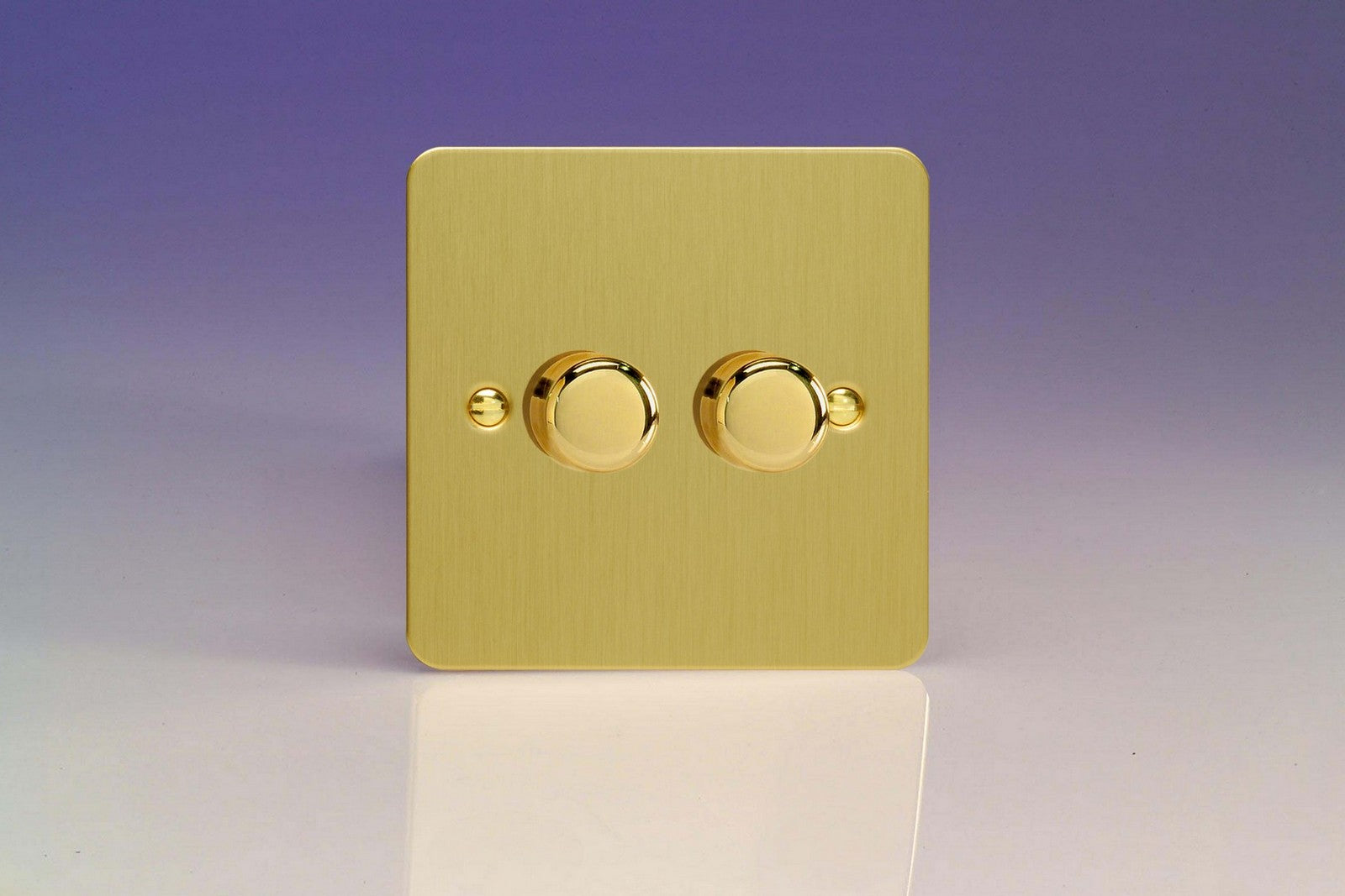 Varilight HFB2 Ultraflat Brushed Brass 2-Gang 1-Way Rotary Dimmer 2 x 40-250W
