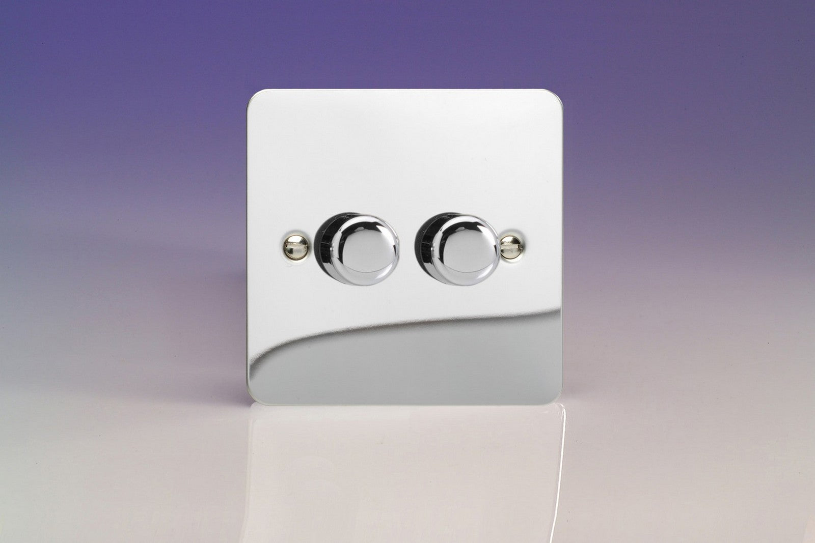 Varilight HFC2 Ultraflat Polished Chrome 2-Gang 1-Way Rotary Dimmer 2 x 40-250W