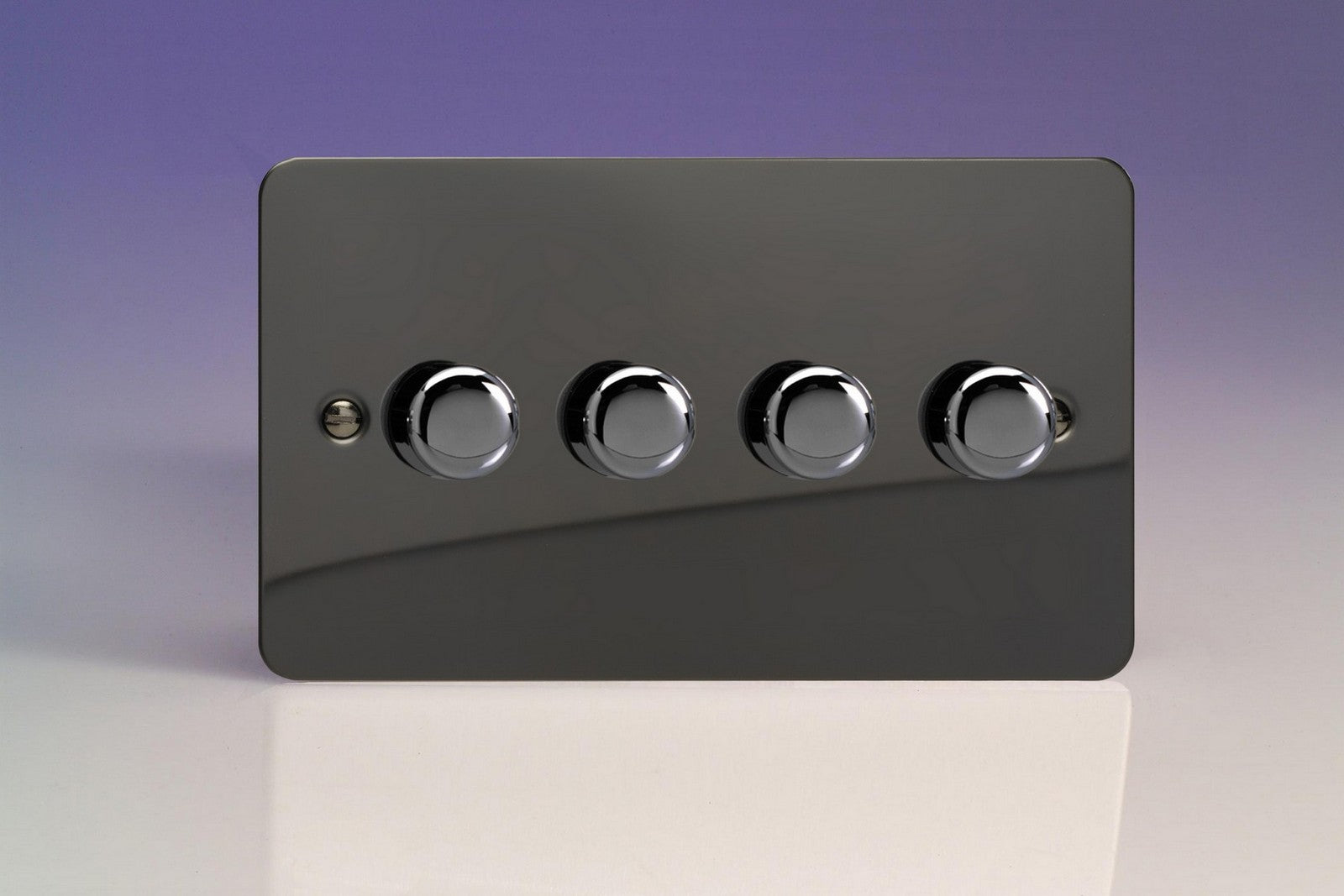 Varilight HFI44 Ultraflat Iridium 4-Gang 2-Way Push-On/Off Rotary Dimmer 4 x 40-250W (Twin Plate)
