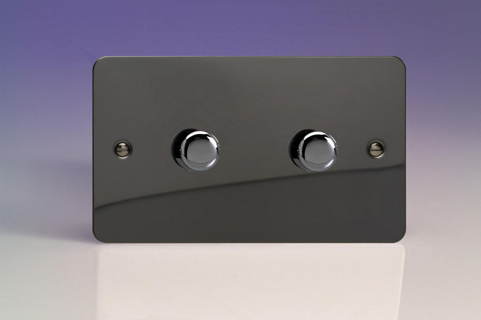 Varilight HFI62 Ultraflat Iridium 2-Gang 2-Way Push-On/Off Rotary Dimmer 2 x 200-600W (Twin Plate)