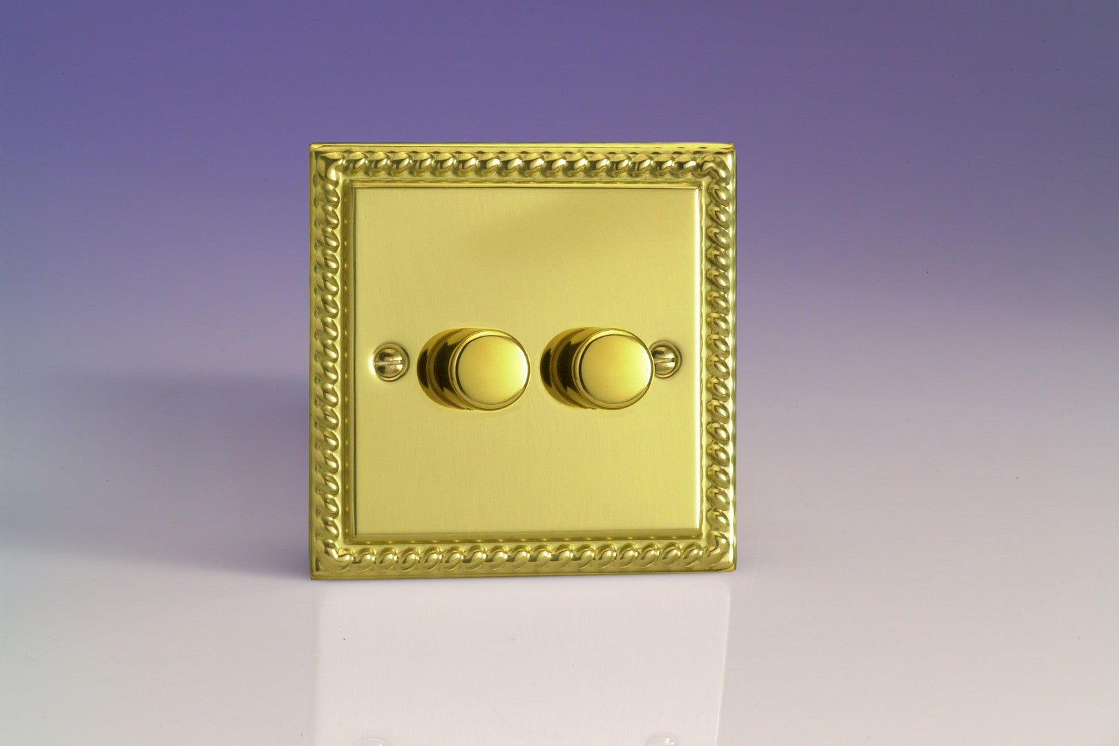 Varilight HG4 Classic Georgian Brass 2-Gang 2-Way Push-On/Off Rotary Dimmer 2 x 40-250W