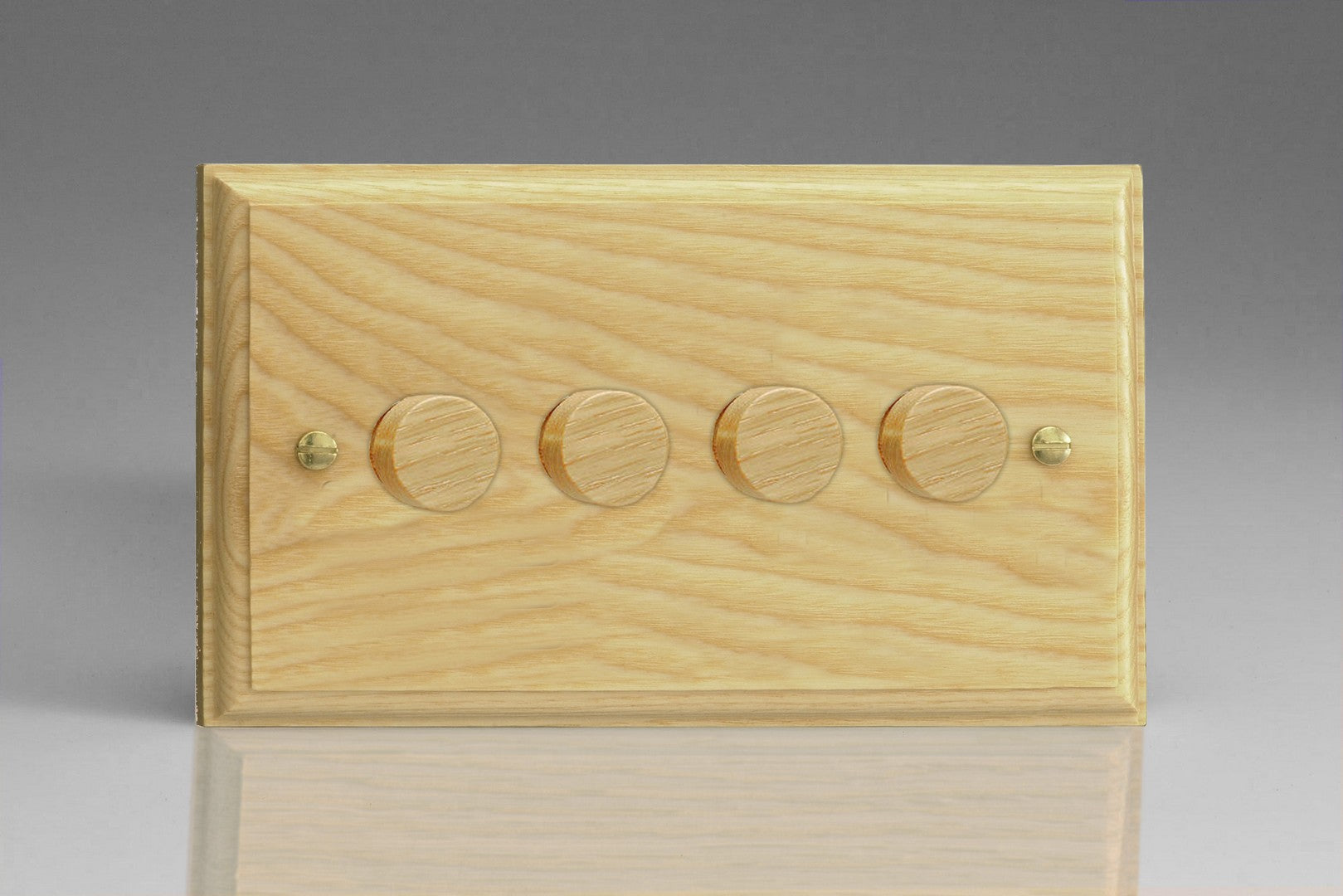 Varilight HK44A Kilnwood Ash 4-Gang 2-Way Push-On/Off Rotary Dimmer 4 x 40-250W (Twin Plate)