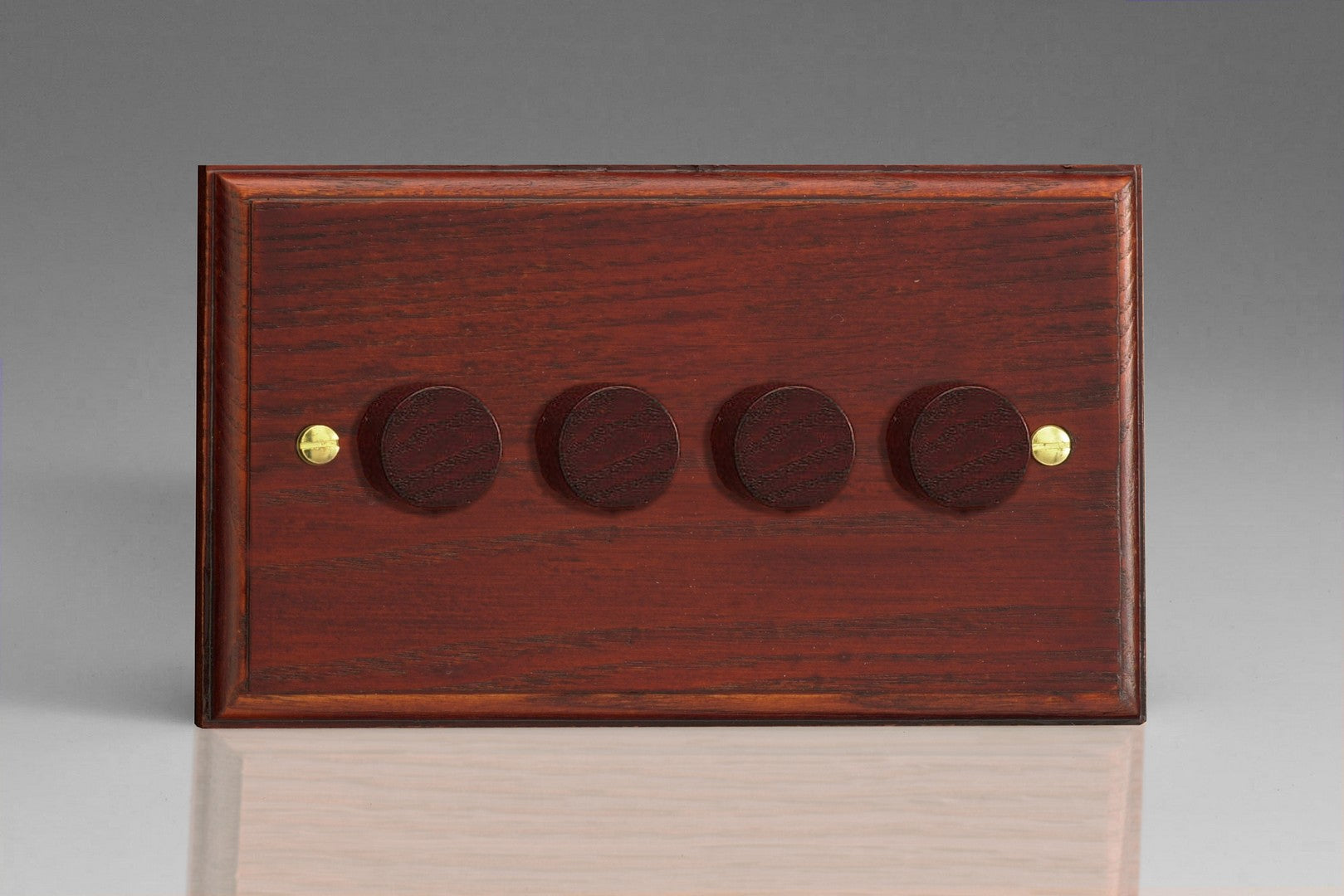 Varilight HK44M Kilnwood Mahogany 4-Gang 2-Way Push-On/Off Rotary Dimmer 4 x 40-250W (Twin Plate)