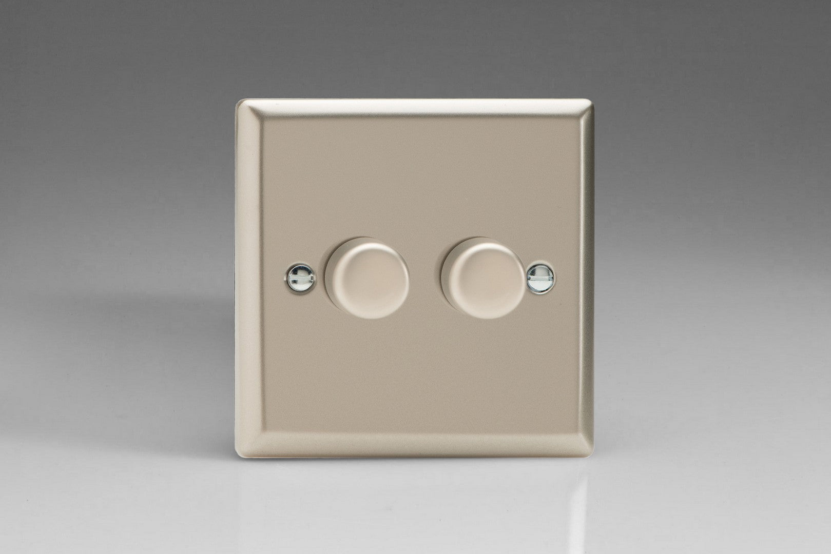 Varilight HN2 Classic Satin Chrome 2-Gang 1-Way Rotary Dimmer 2 x 40-250W