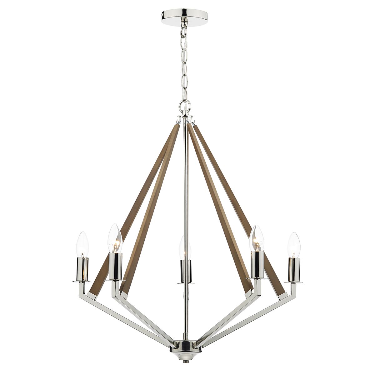 Hotel 5 Light Polished Nickel Wood