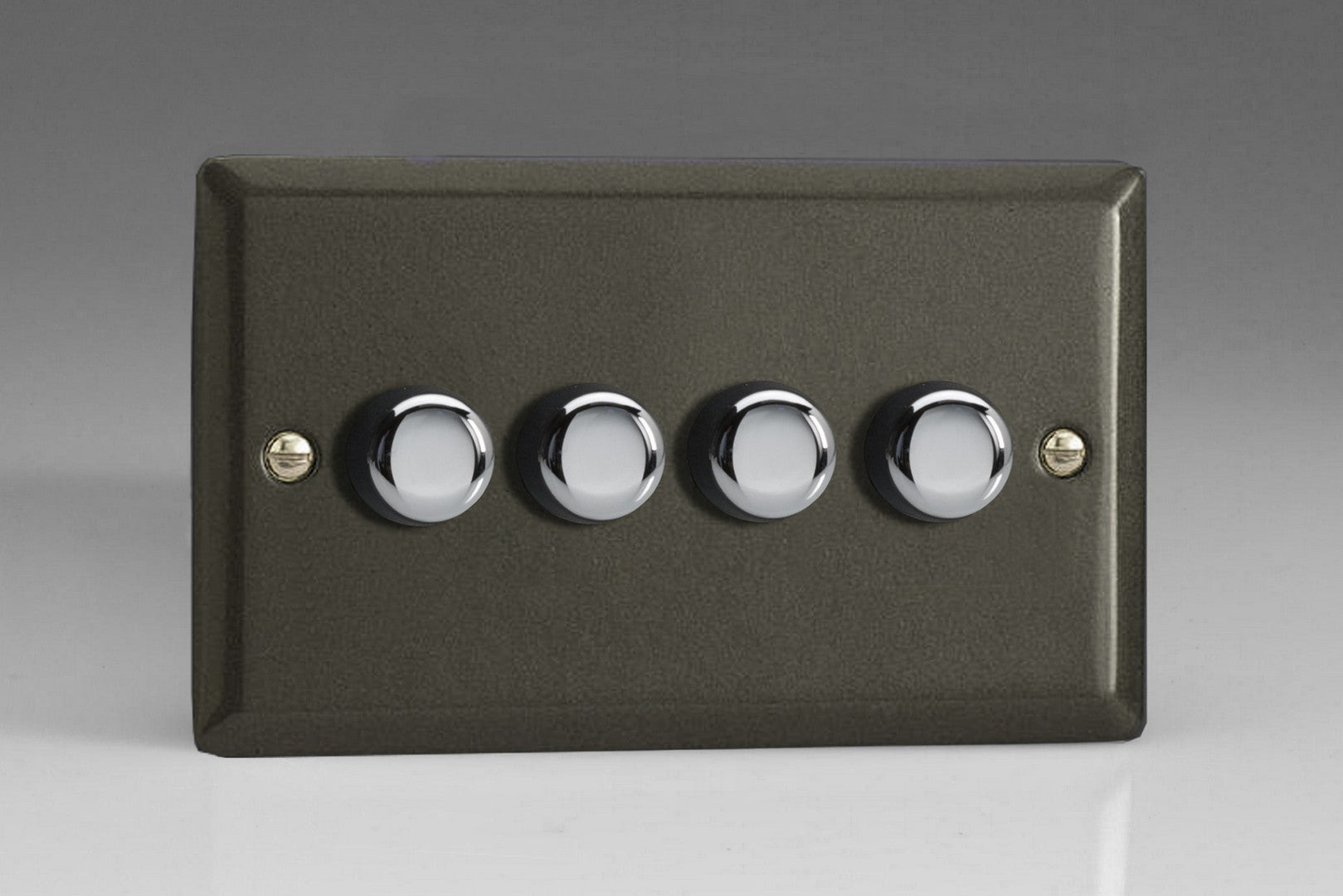 Varilight HP44 Classic Graphite 21 4-Gang 2-Way Push-On/Off Rotary Dimmer 4 x 40-250W (Twin Plate)