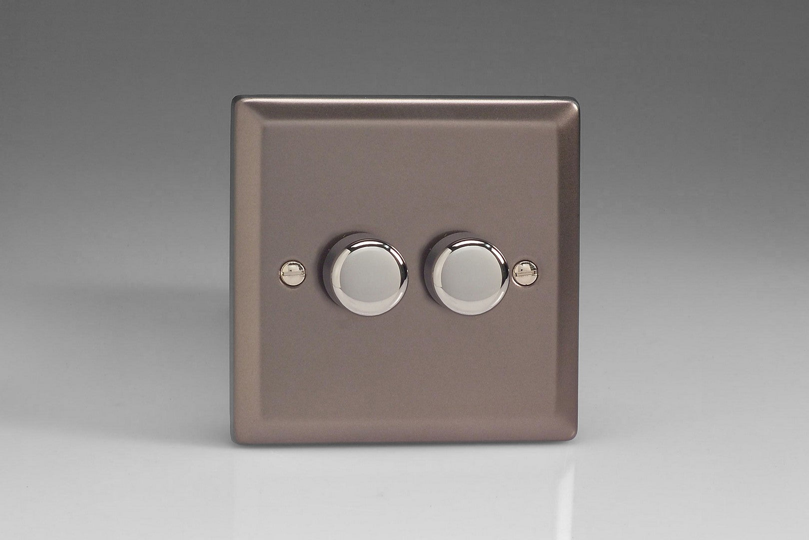 Varilight HR2 Classic Pewter 2-Gang 1-Way Rotary Dimmer 2 x 40-250W