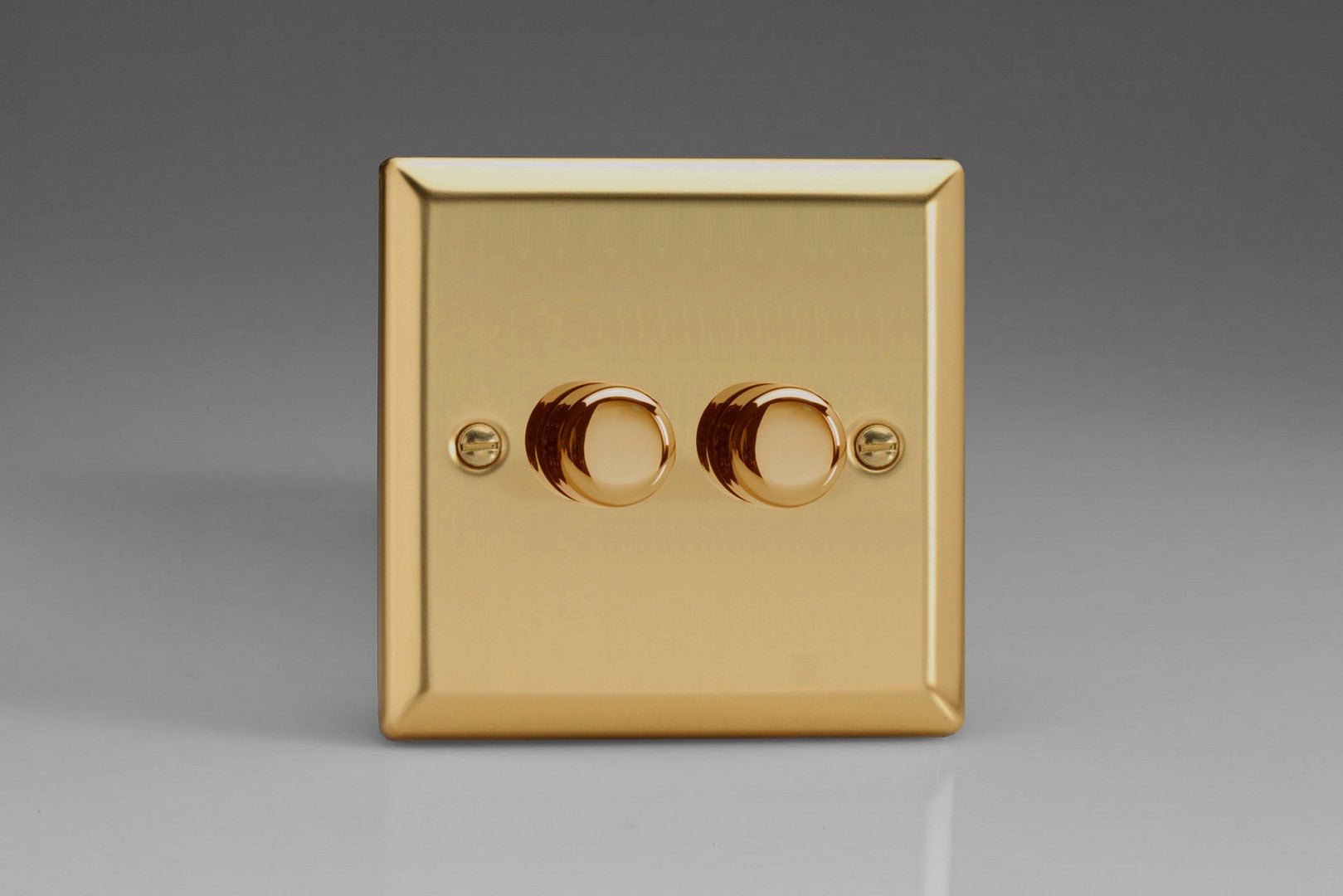 Varilight HV2 Classic Victorian Brass 2-Gang 1-Way Rotary Dimmer 2 x 40-250W