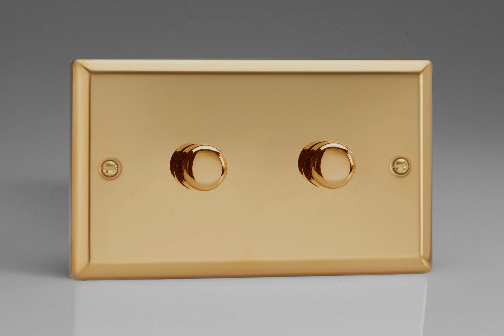 Varilight HV62 Classic Victorian Brass 2-Gang 2-Way Push-On/Off Rotary Dimmer 2 x 200-600W (Twin Plate)